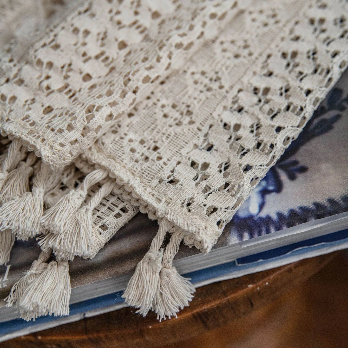 Translucent American Country Hollow Crochet Curtain - IVORYNN