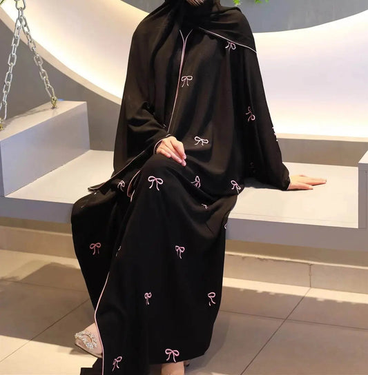 Turkish Elegant Cardigan Embroidered Abaya - IVORYNN