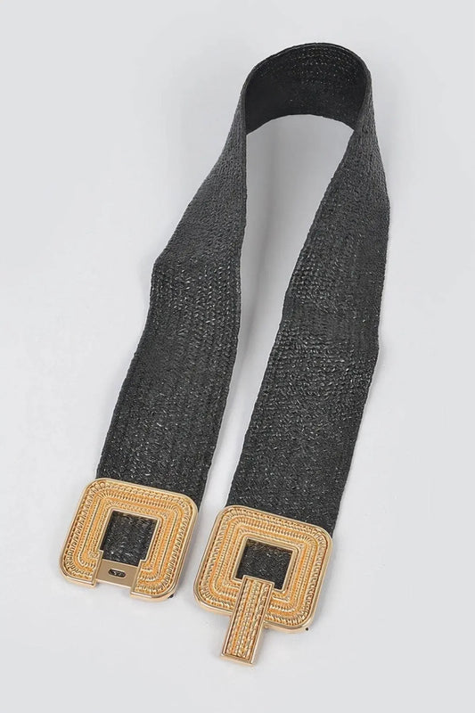 Two Blocks Metal Buckle Stretch Belt - IVORYNN