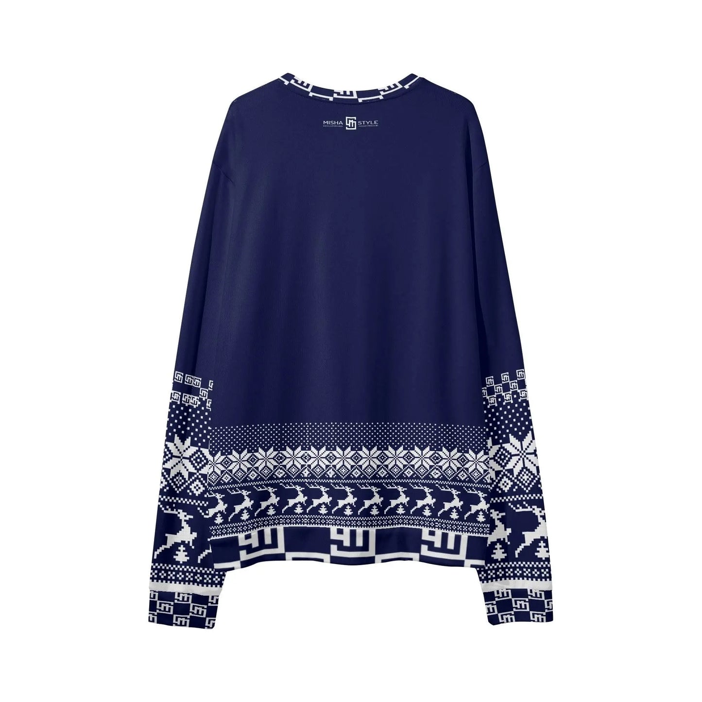 Unisex Christmas Loose Casual Navy Sweater - IVORYNN