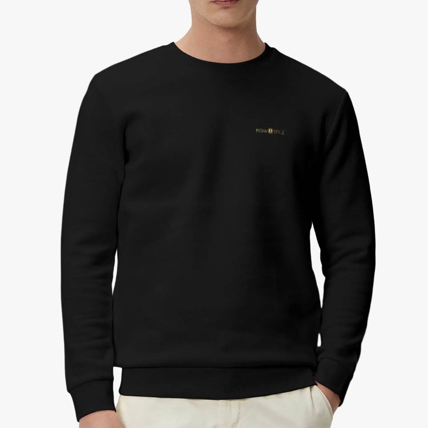 Unisex Garment-Dyed Black Sweatshirt - IVORYNN