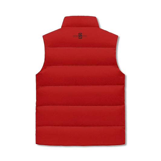 Velvet Red Lightweight Stand Collar Zip Up Puffer Vest - IVORYNN