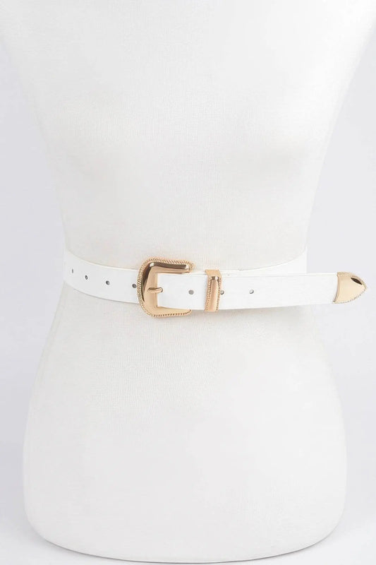 Vintage Style Metal Faux Leather Belt - IVORYNN