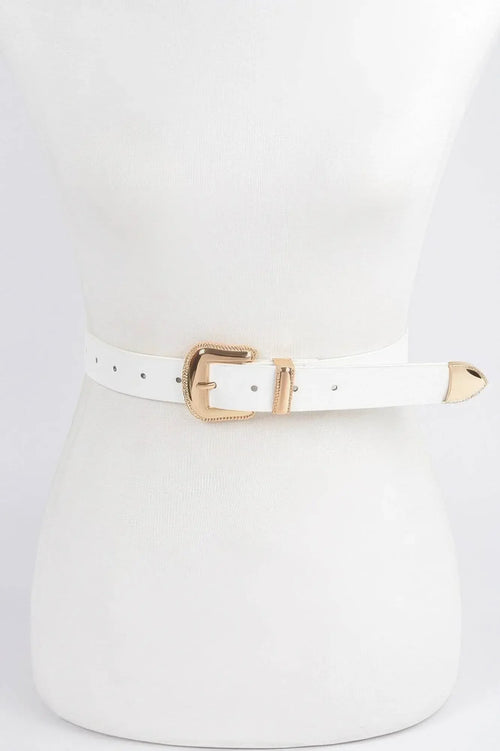 Vintage Style Metal Faux Leather Belt - IVORYNN