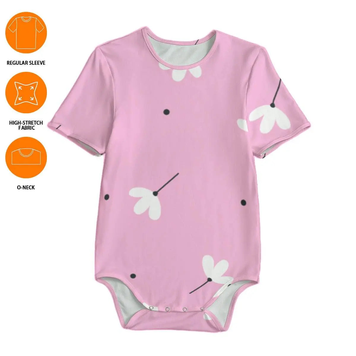 White Jasmin Flower Pink Baby Bodysuits - IVORYNN