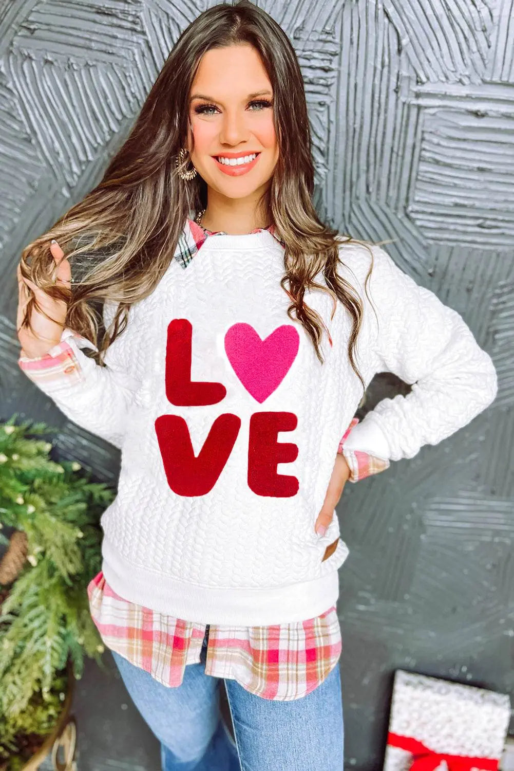 White Merry and Bright Quilted Sweatshirt - IVORYNN