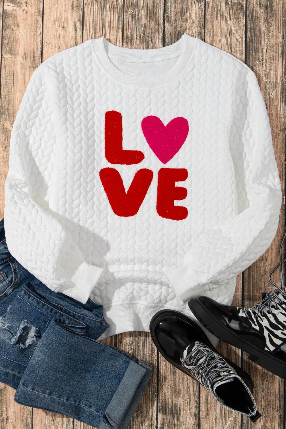 White Merry and Bright Quilted Sweatshirt - IVORYNN