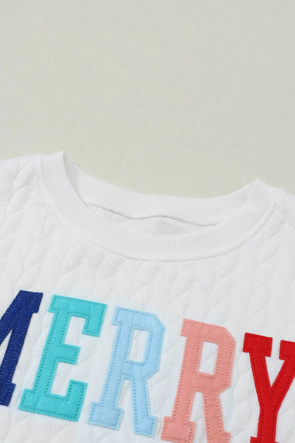 White Merry and Bright Quilted Sweatshirt - IVORYNN