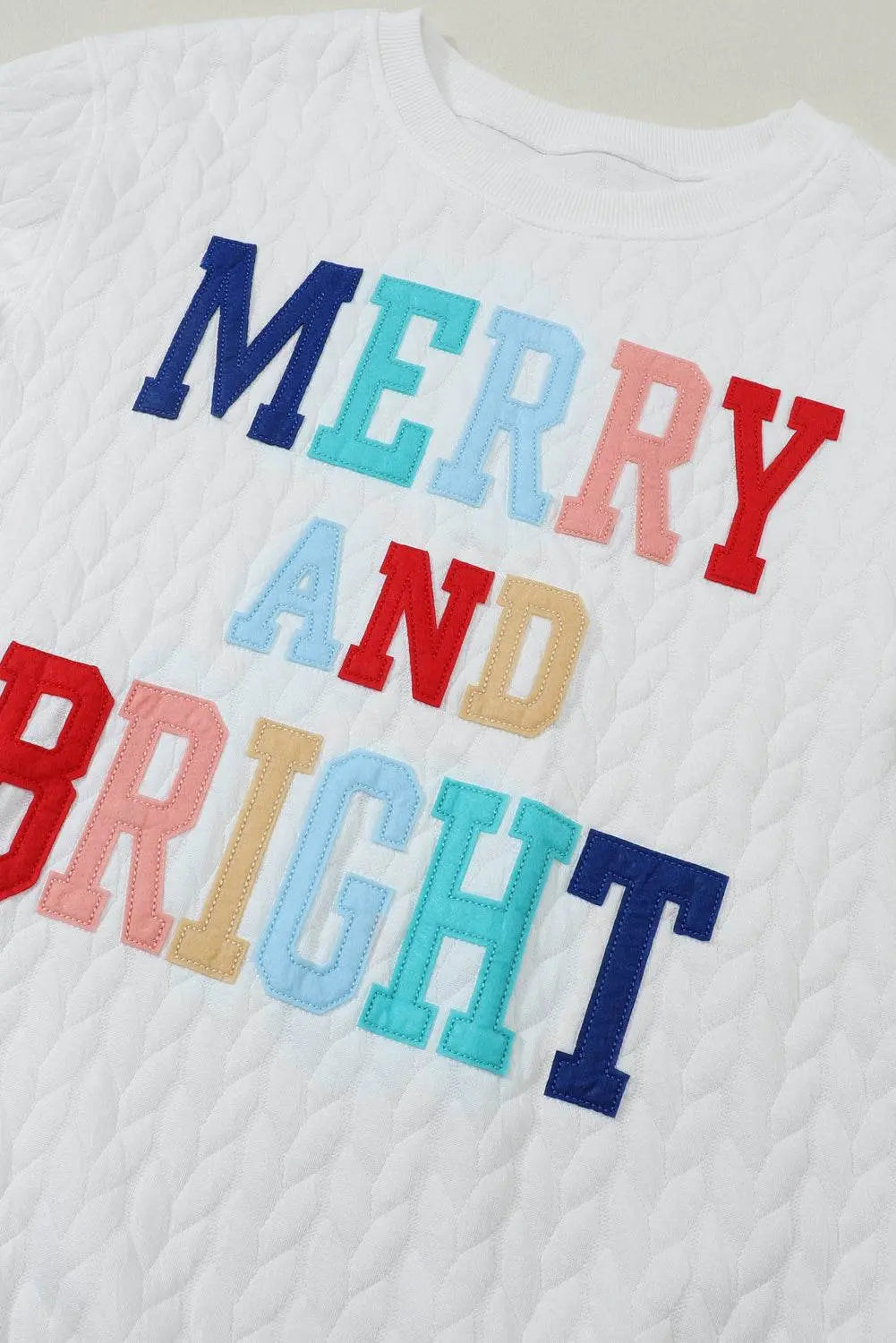 White Merry and Bright Quilted Sweatshirt - IVORYNN