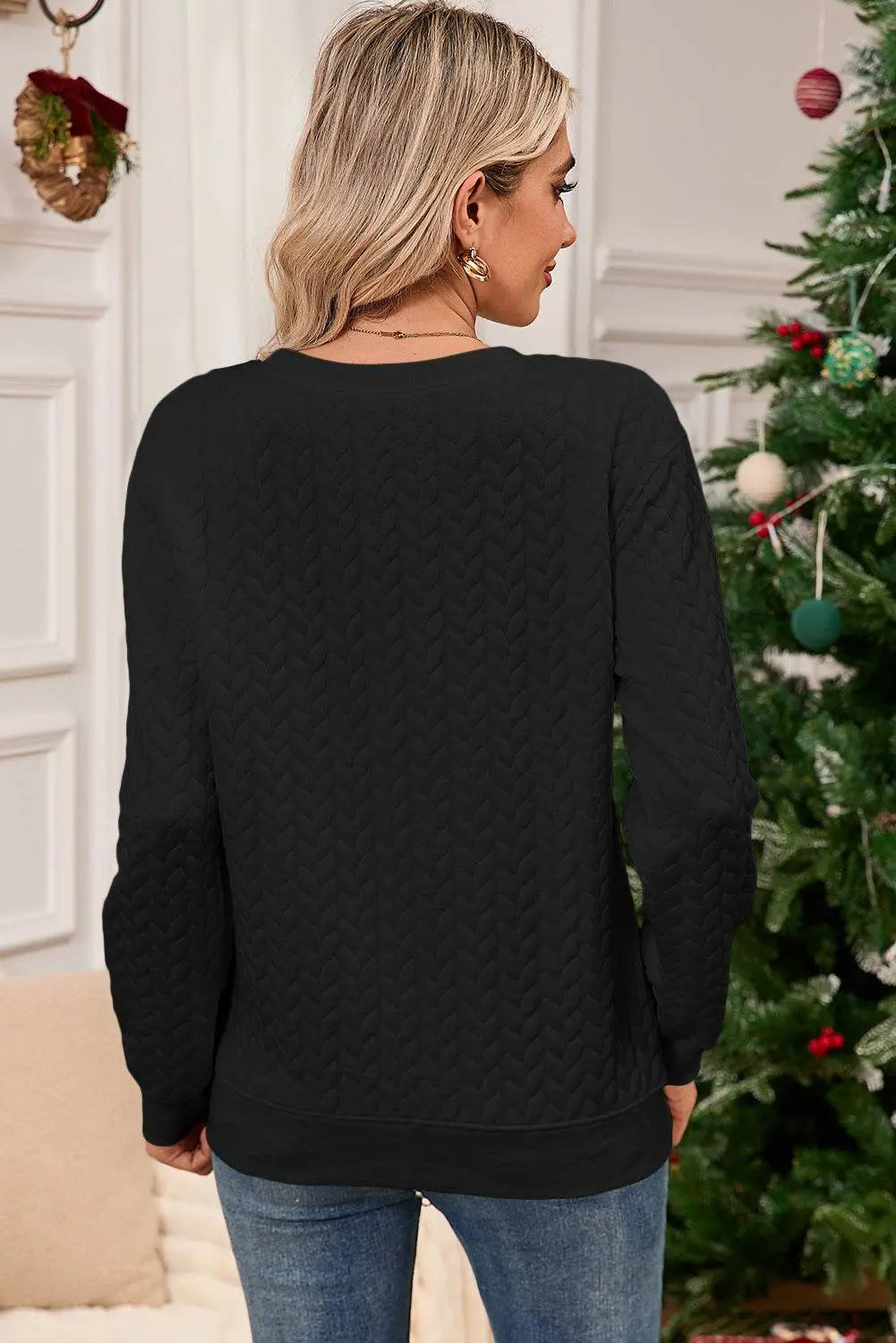White Merry and Bright Quilted Sweatshirt - IVORYNN
