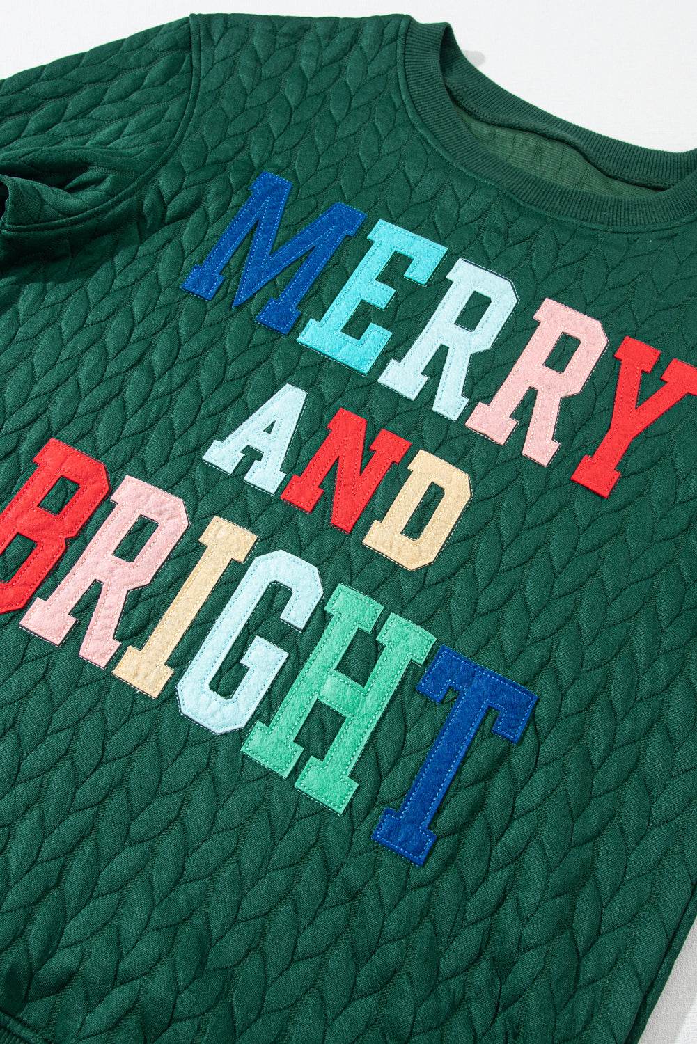 White Merry and Bright Quilted Sweatshirt - IVORYNN