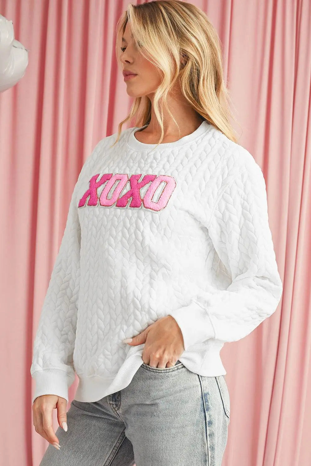 White Merry and Bright Quilted Sweatshirt - IVORYNN