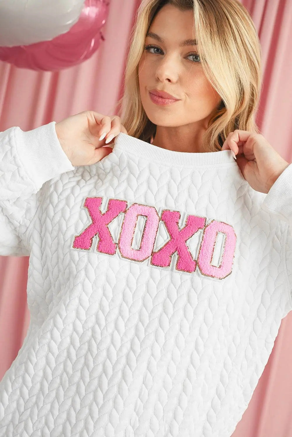 White Merry and Bright Quilted Sweatshirt - IVORYNN