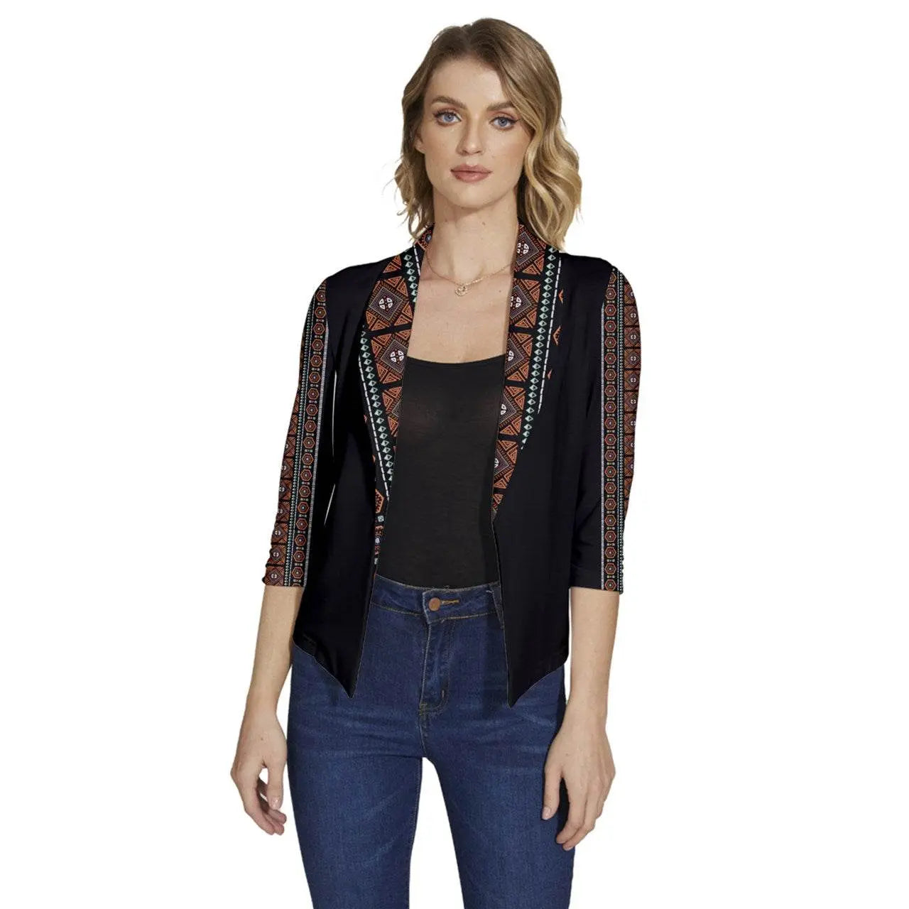 Women's Sleeve Shawl Collar Black Jacket - IVORYNN