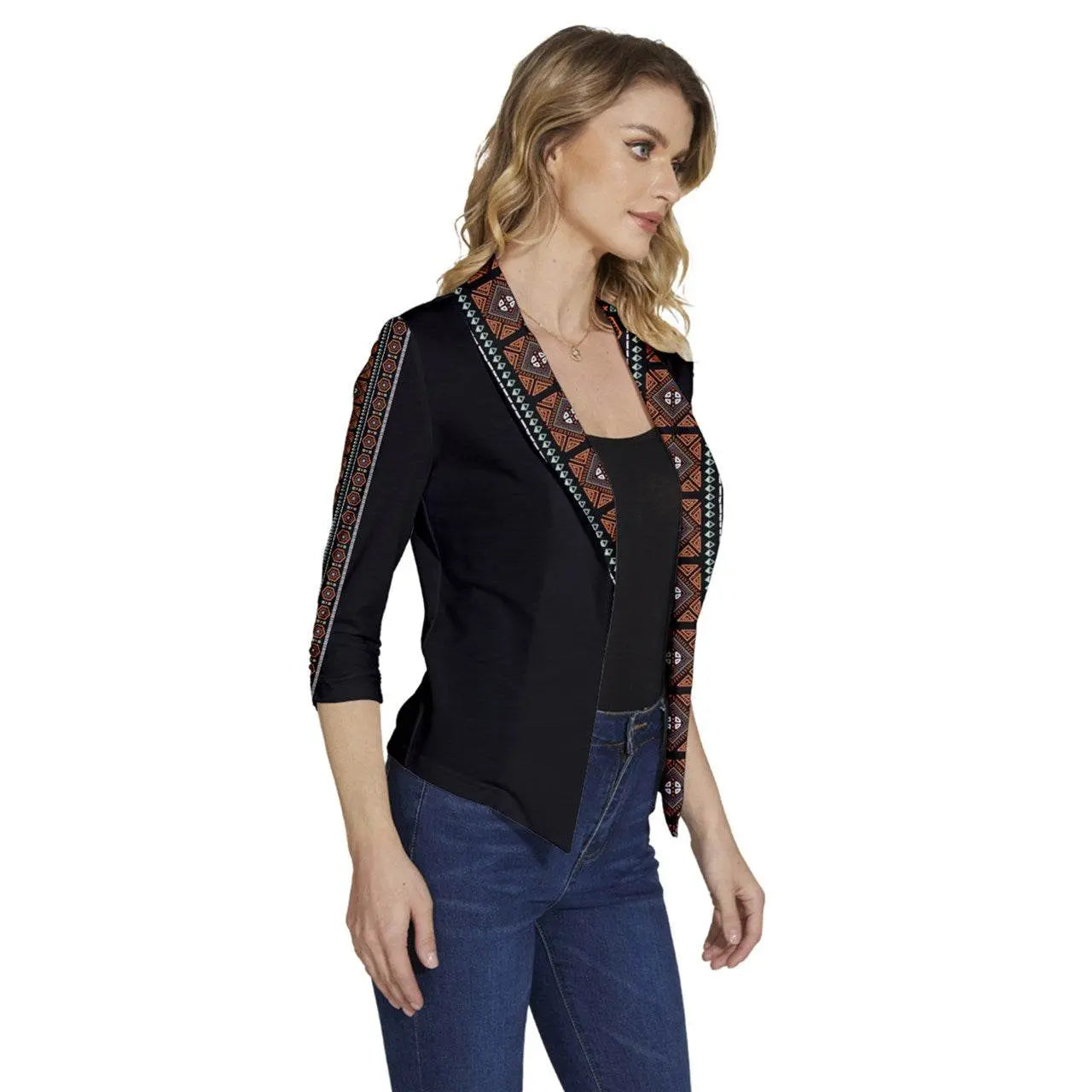 Women's Sleeve Shawl Collar Black Jacket - IVORYNN