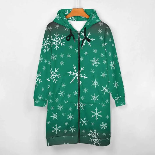 Women's Warm Snow long Hoodie - Green - IVORYNN