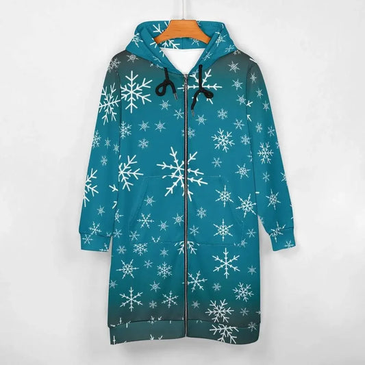 Women's Warm Snow long Hoodie - Medium Teal - IVORYNN