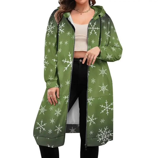 Women's Warm Snow long Hoodie - OliveDrab - IVORYNN
