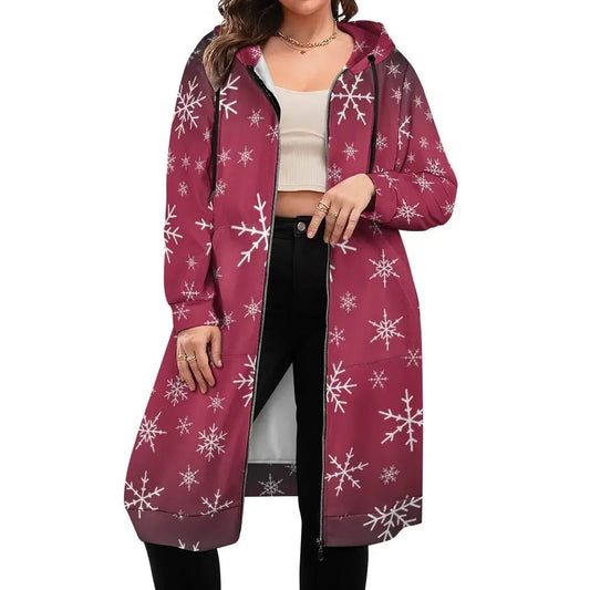 Women's Warm Snow long Hoodie - Rose - IVORYNN