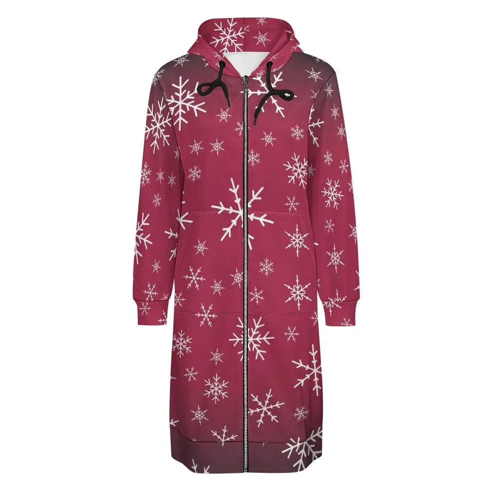 Women's Warm Snow long Hoodie - Rose - IVORYNN
