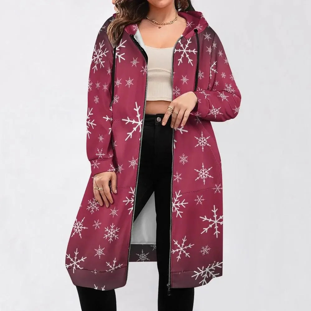 Women's Warm Snow long Hoodie - Rose - IVORYNN