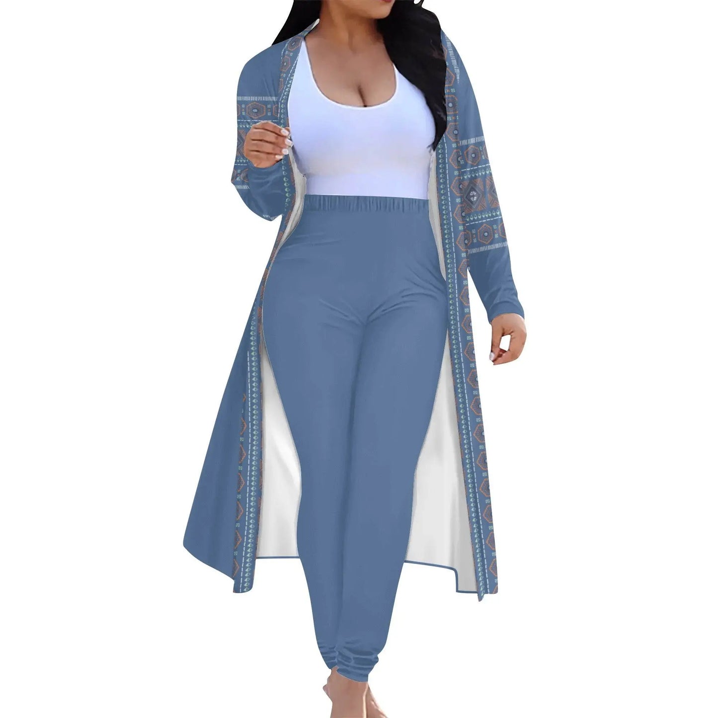 Womens Long Sleeve Cardigan and Leggings Sets - UCLA Blue - IVORYNN