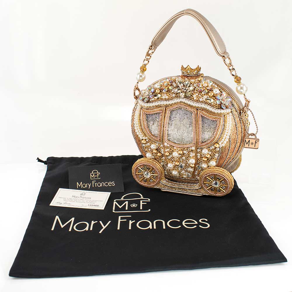 Luxurious Beaded Gold Carriage Handbag, Elegant Top Handle Evening Bag for Women