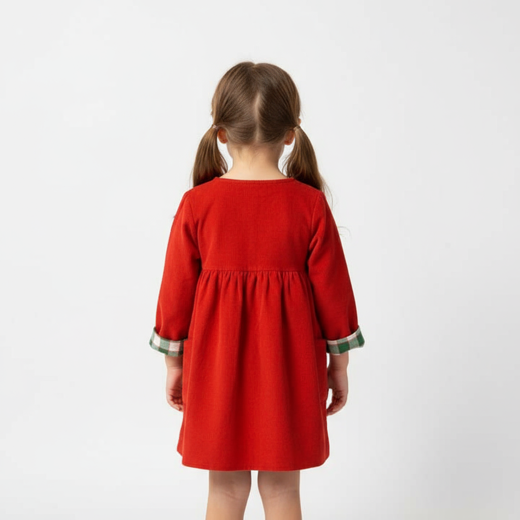 Back view showing plaid details