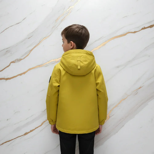 Boy in Yellow Jacket - Back View