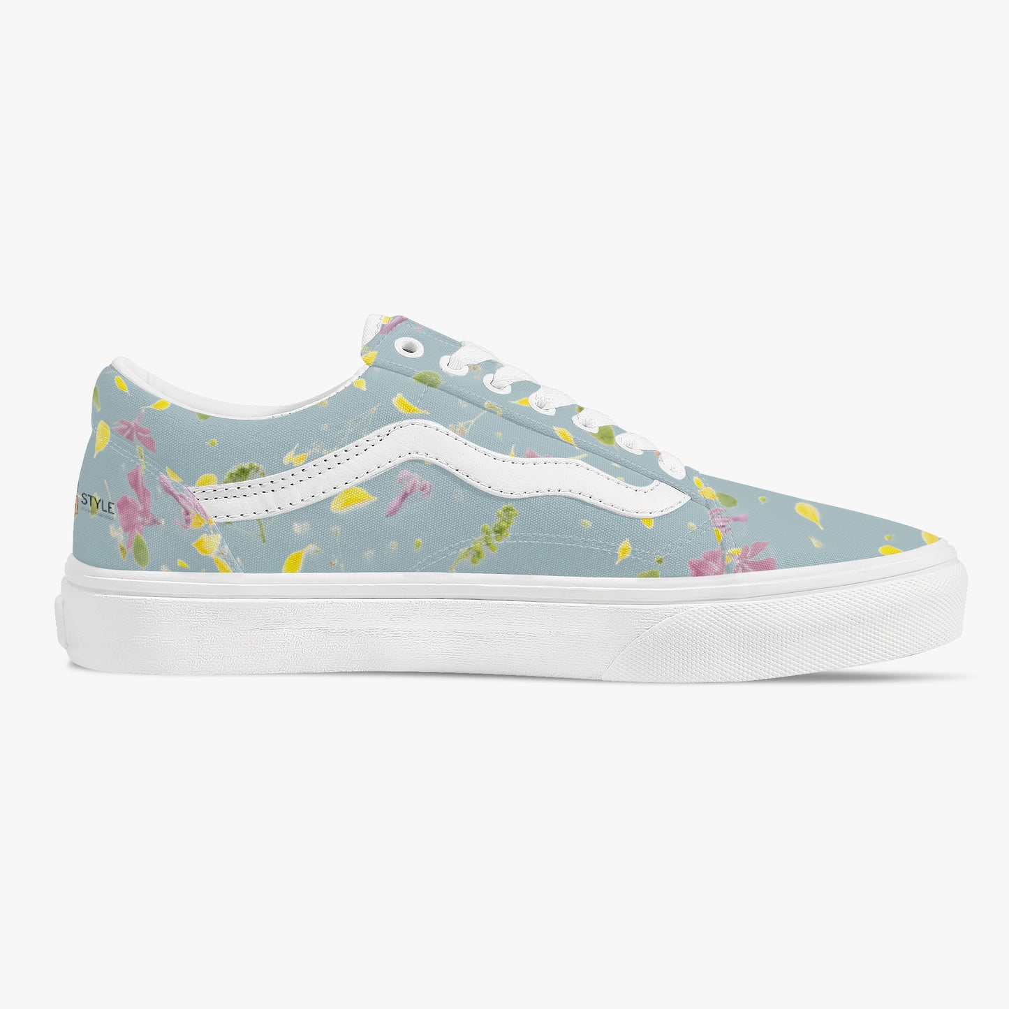 Floral Trendy Low-Top Canvas Pistachio Sneakers