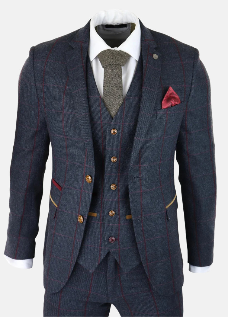 Herringbone Tweed Suit 3 Piece 1920s Tailored Fit