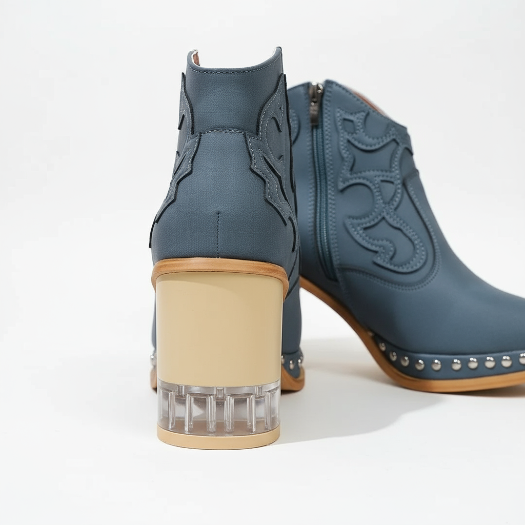 Close-up of studded sole and heel