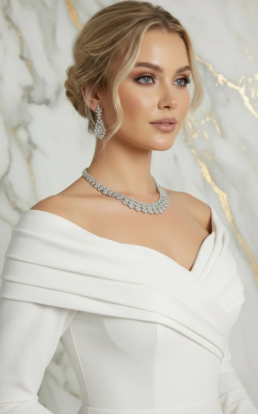 Close-up shoulder and neckline - White gown
