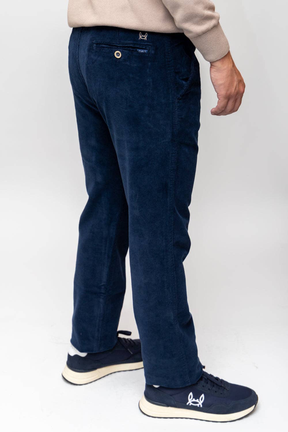 Men's Classic Navy Blue Corduroy Pants - Soft Stretch Fabric Winter Trousers