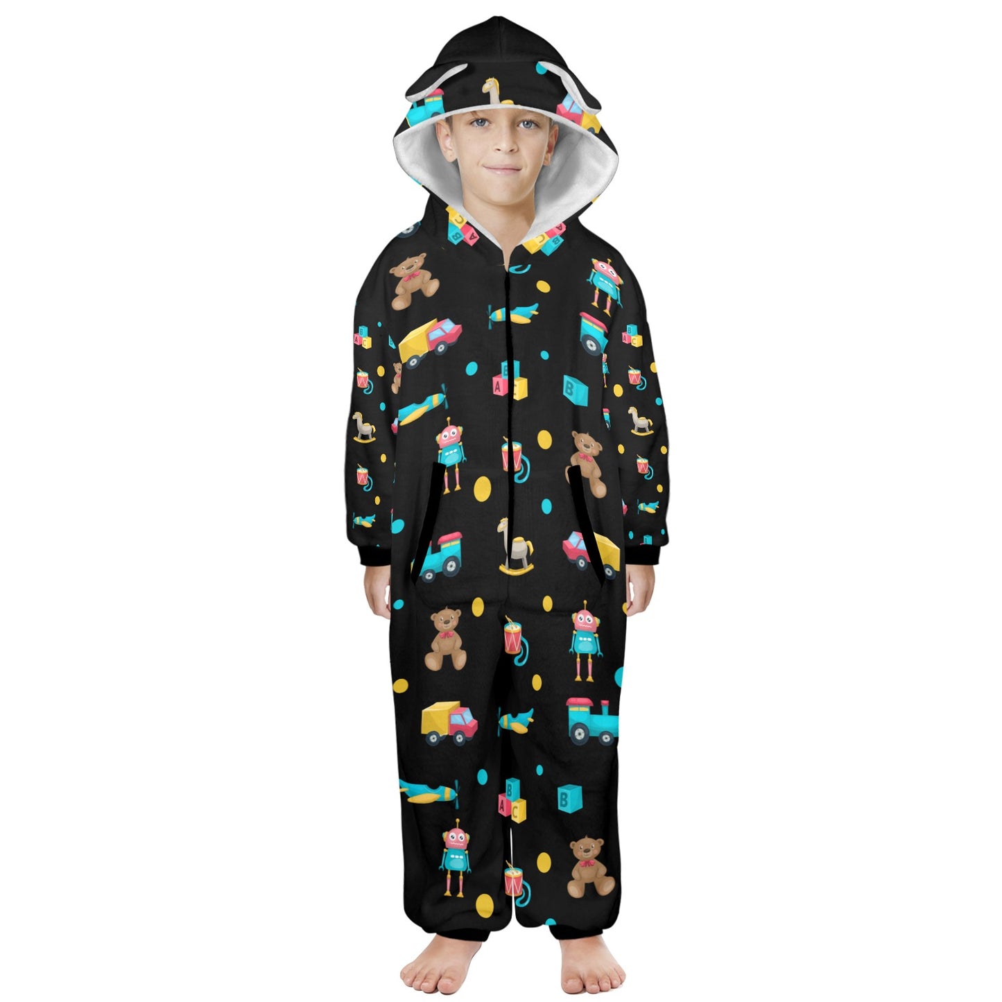 Little Cartoons Warm Hooded Onesie Pajamas
