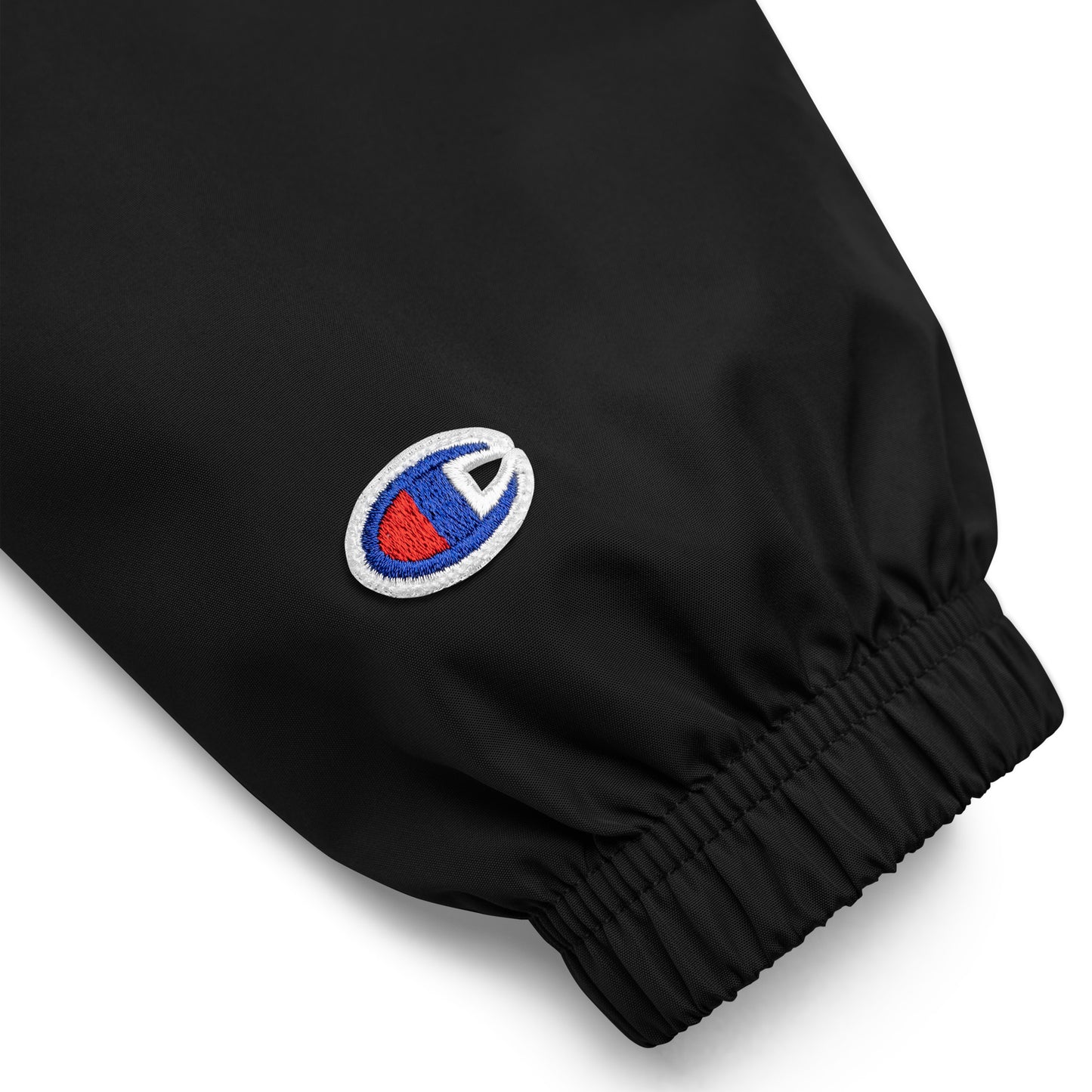 Embroidered Champion Packable Women Jacket - Black