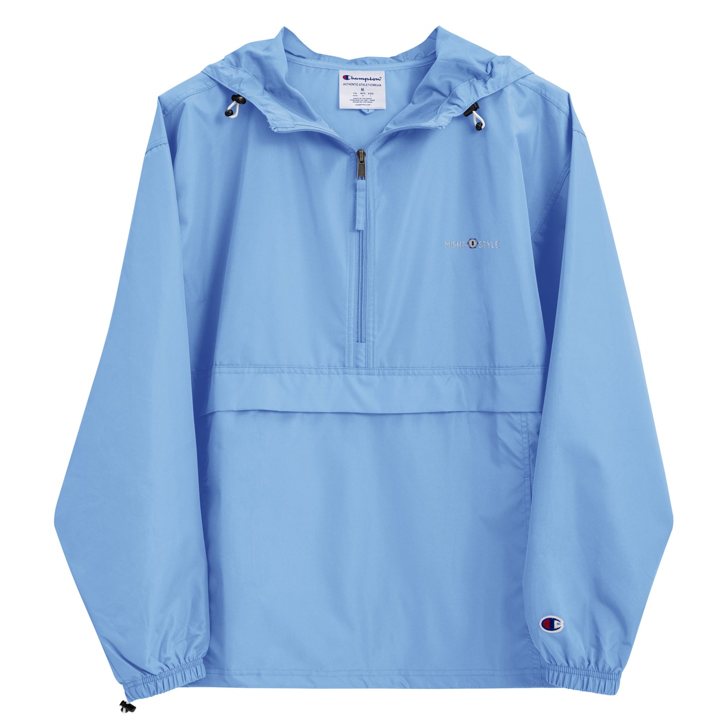 Embroidered Champion Packable Women Jacket - Light Blue