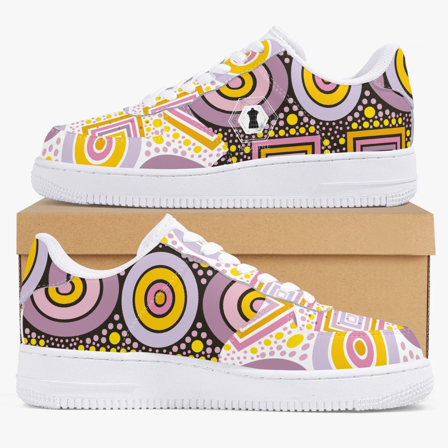 Top Leather Sports Women Sneakers - Colorful