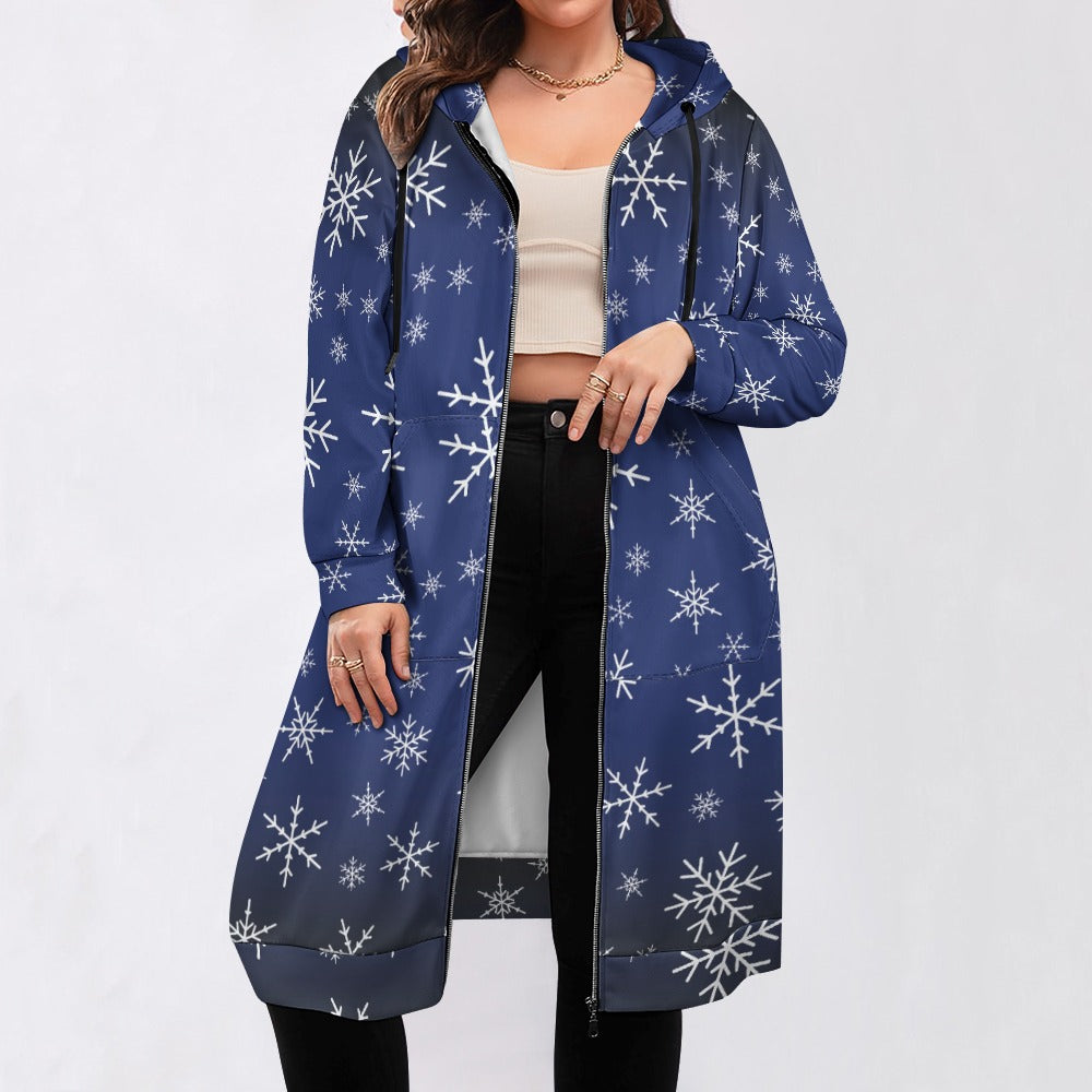 Christams snow long Hoodie Jakcet - Royal Blue