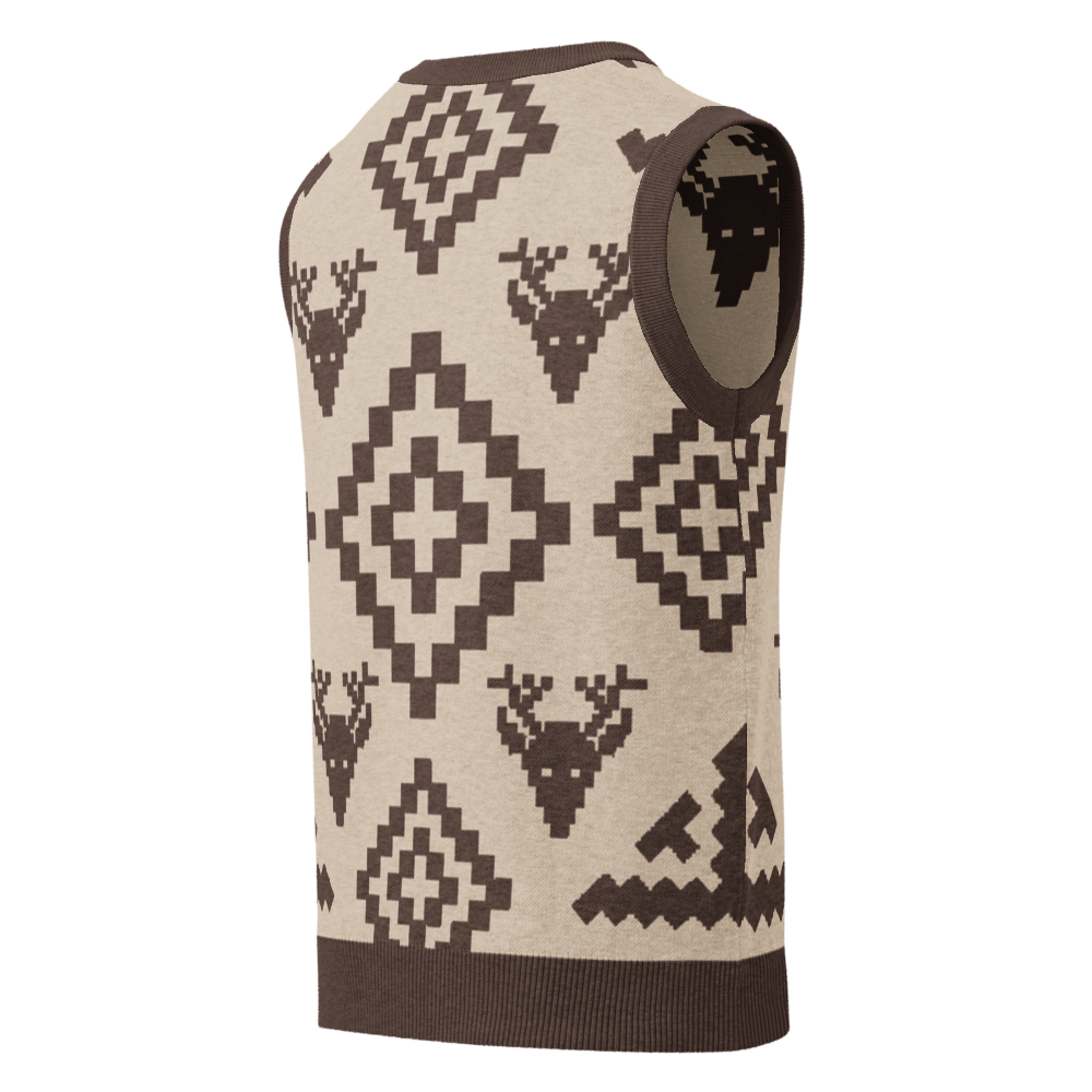 Classic Vintage V-neck Brown Men Knitted vest