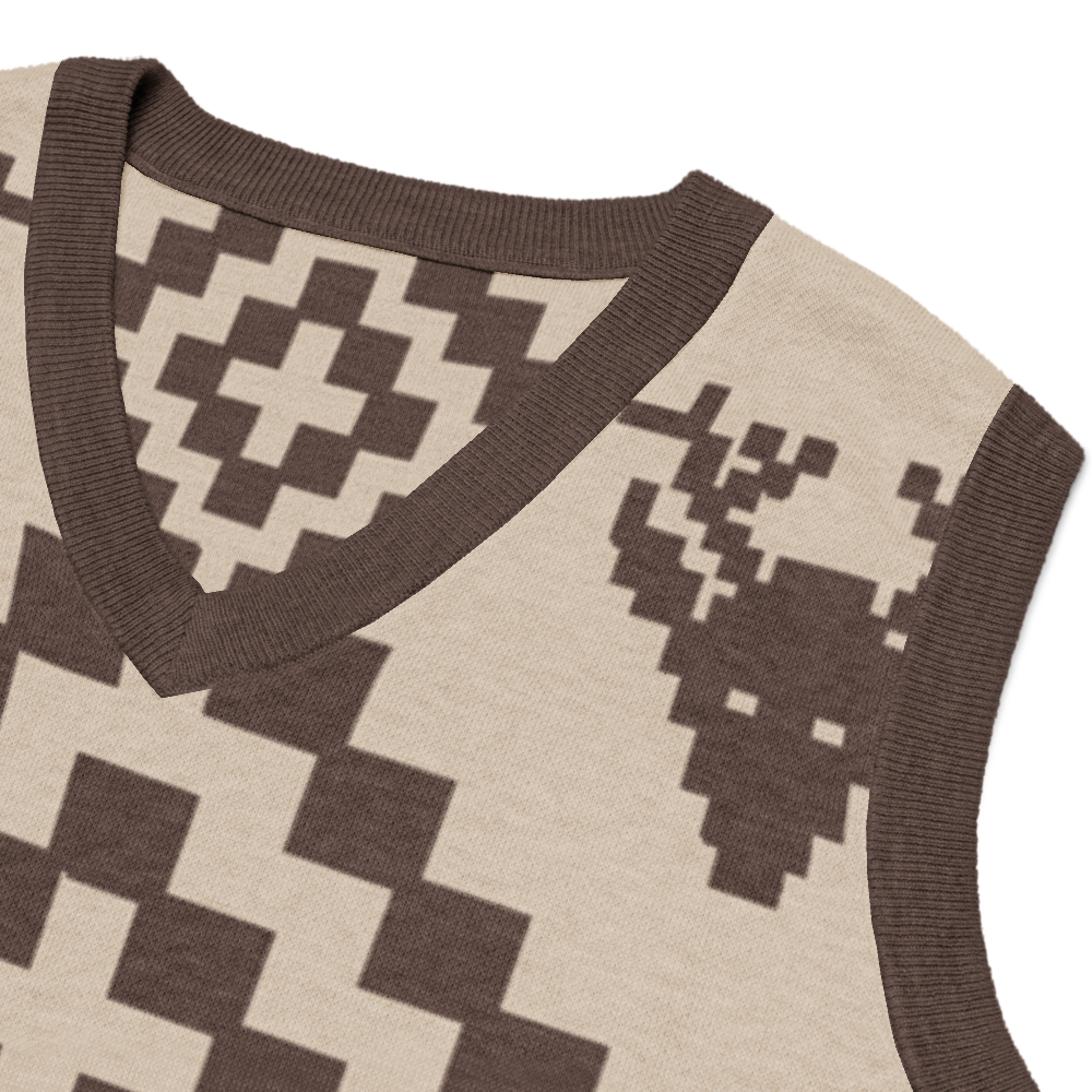 Classic Vintage V-neck Brown Men Knitted vest