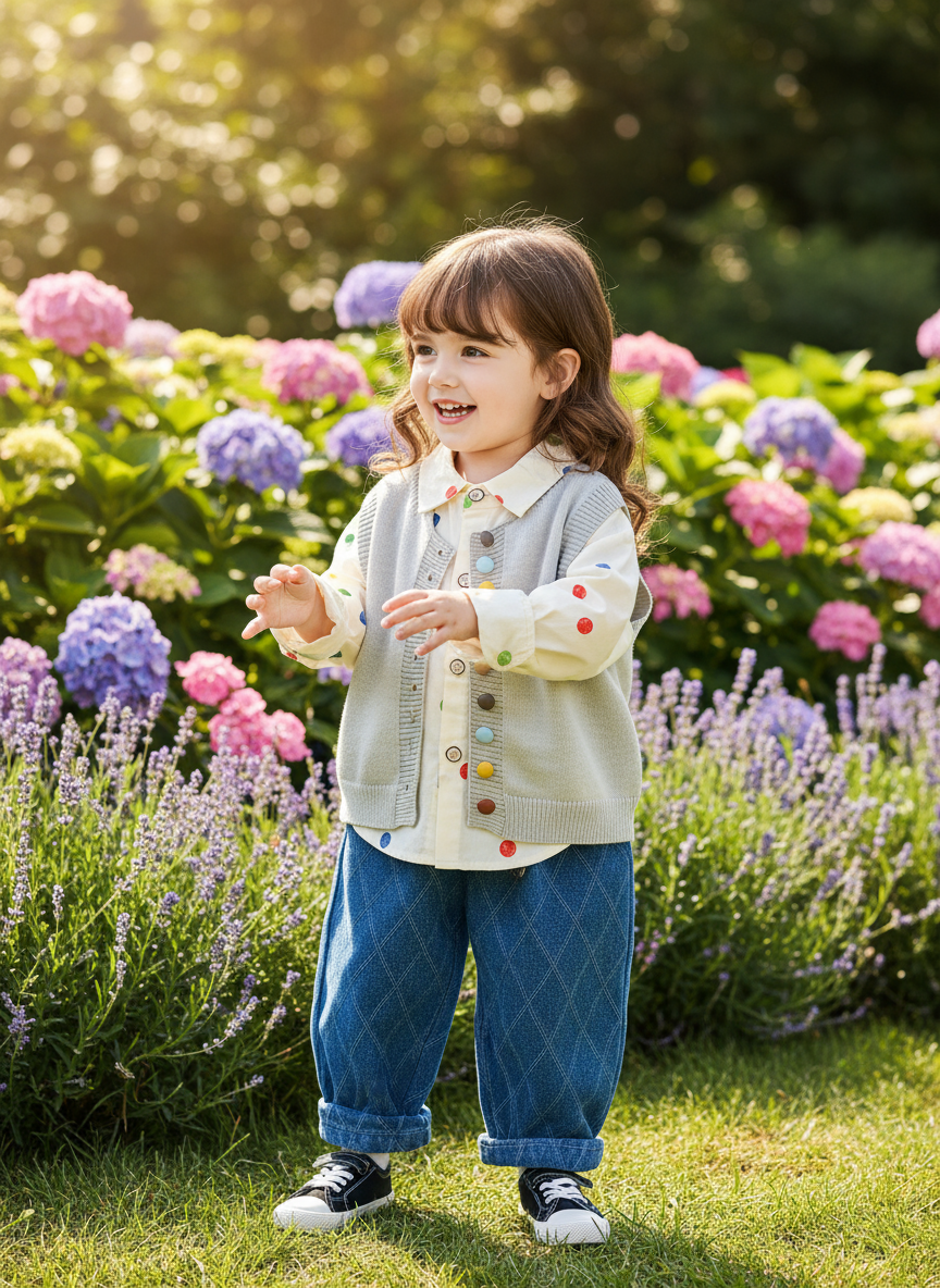 Little girl in garden
