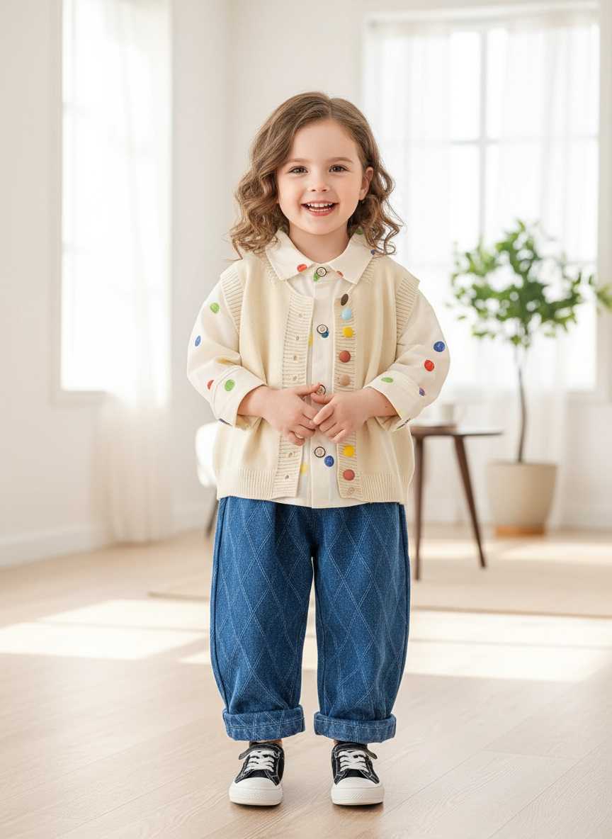 Little girl in modern indoor setting