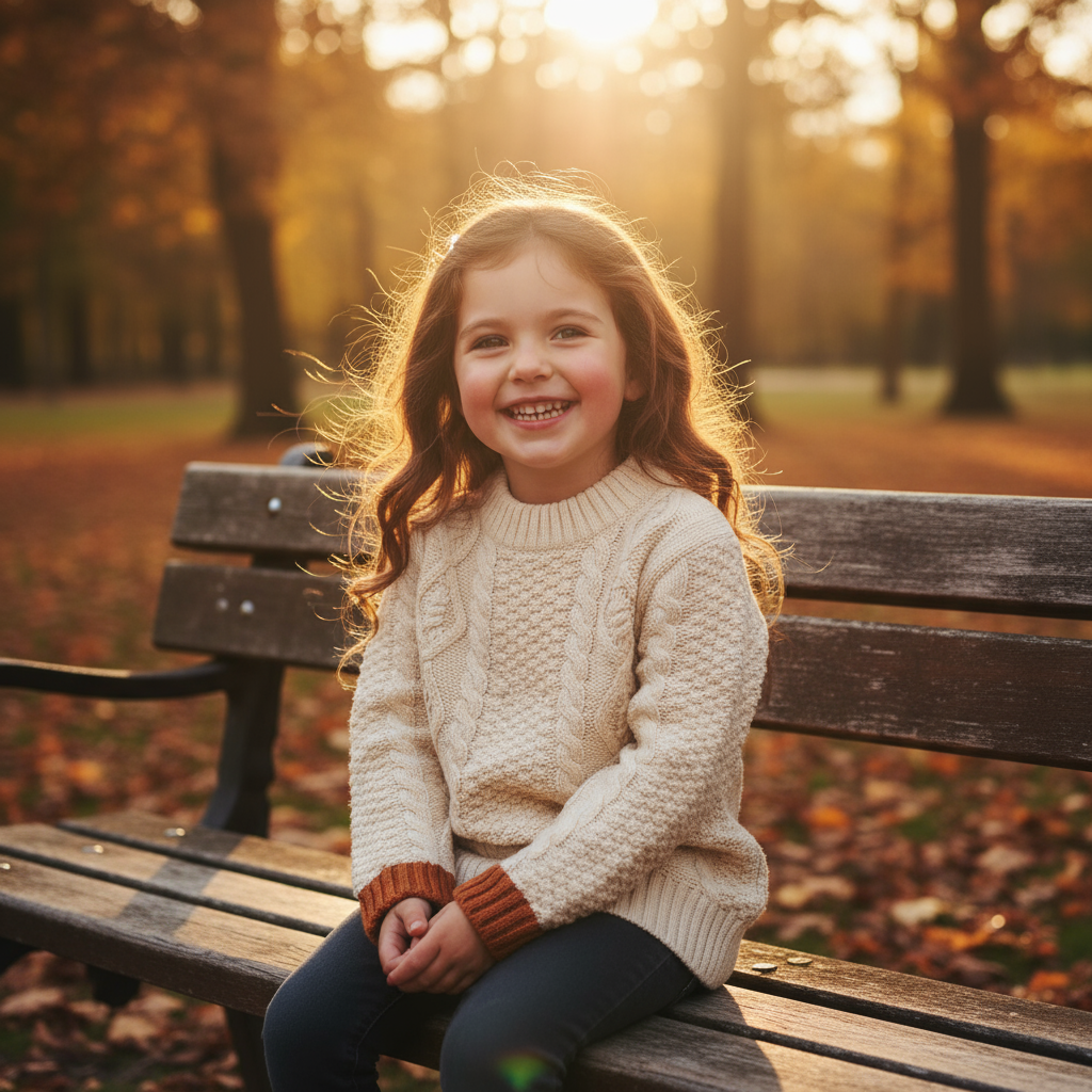 Little girl in winter jumper - autumn portrait
