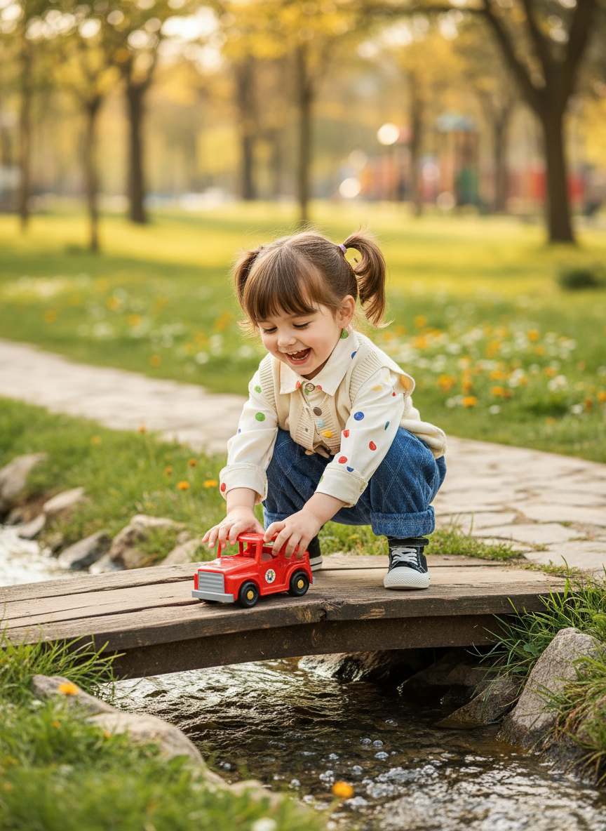 Little girl playing outdoors in park