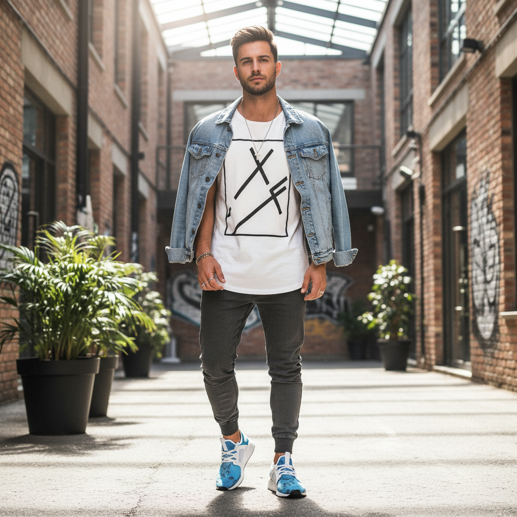 Man wearing world map sneakers