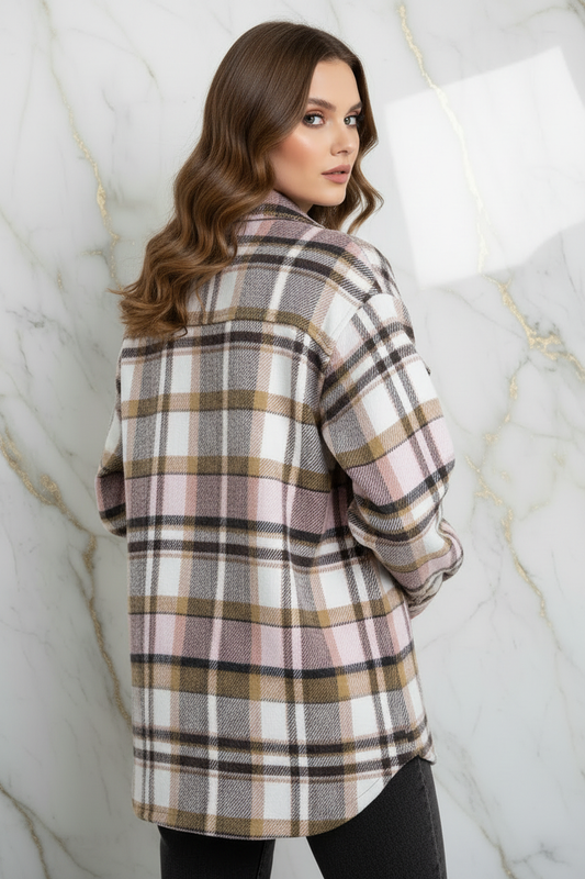 Plaid Shirt Jacket Back Pose