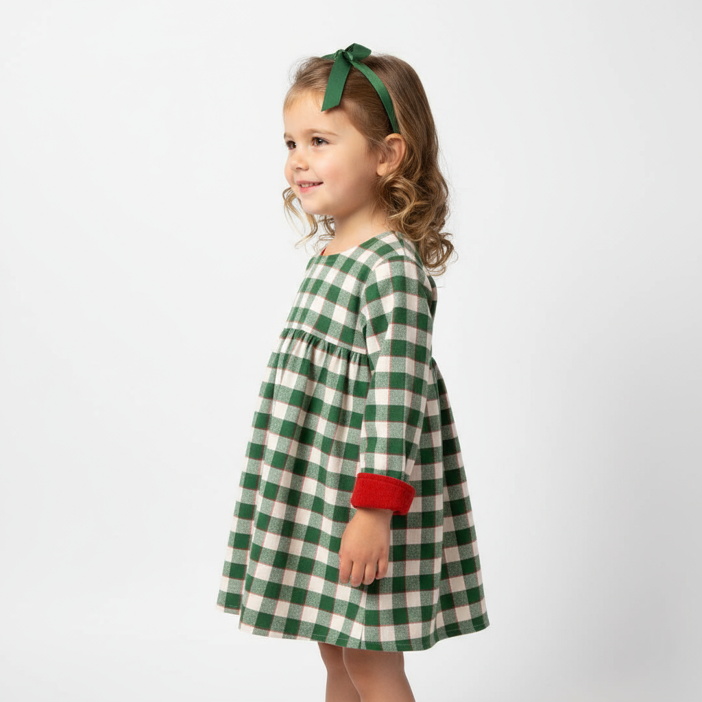 Side view of plaid dress