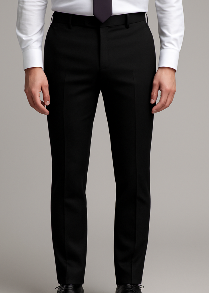 Studio photography highlighting the trouser fit