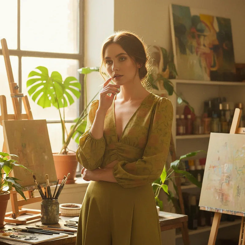 Sunlit artist studio